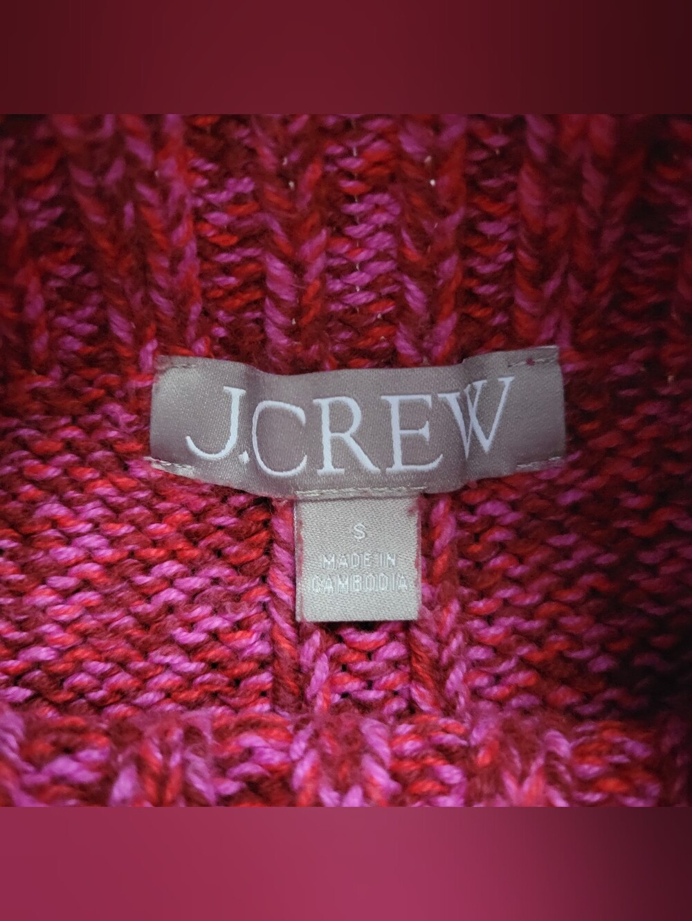 J. Crew 2025 Rollneck Sweater Marled Vintage Berry Pink Red Purple Cotton Small - Picture 6 of 8